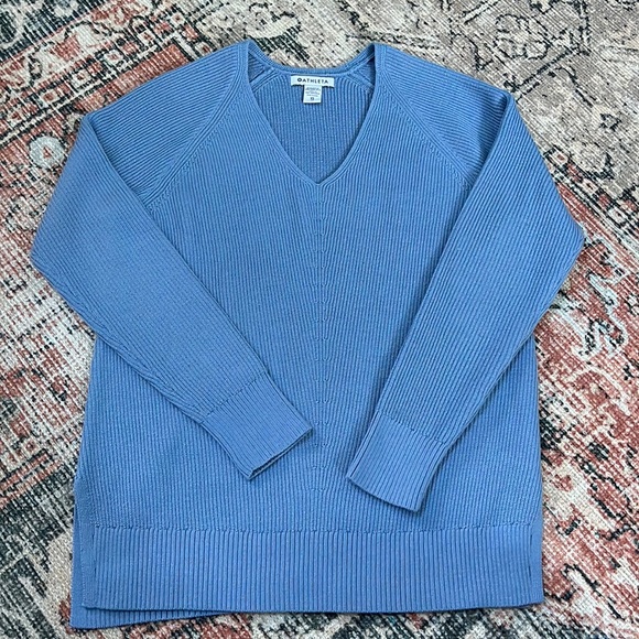 Athleta Merino Wool Blend Ribbed V Neck Sweater - Picture 1 of 5